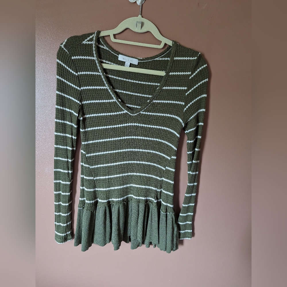 Eri + Ari Green Knit Peplum Top